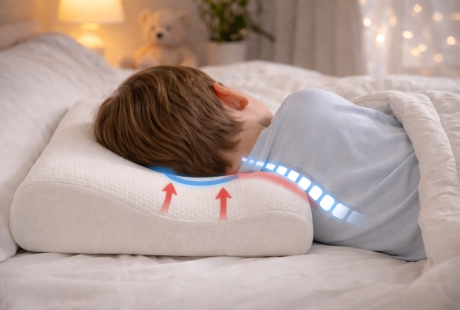 Dziecko na poduszce ortopedycznej