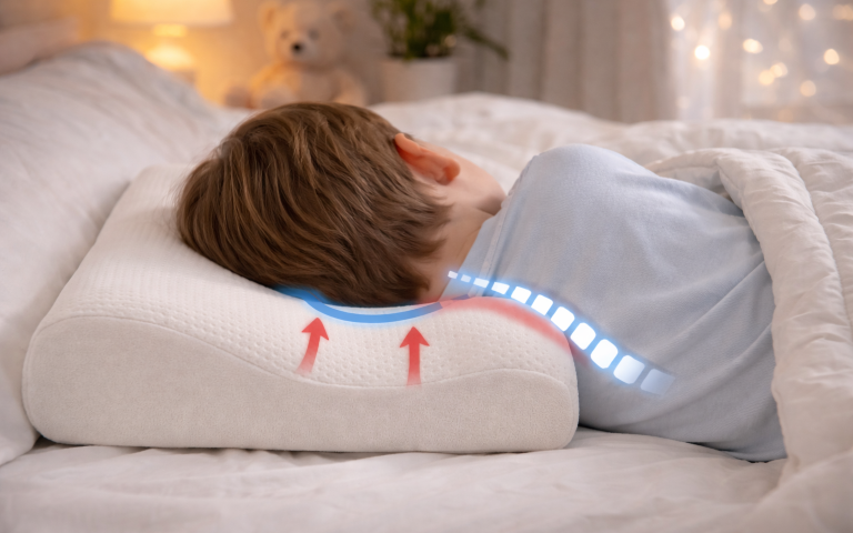 Dziecko na poduszce ortopedycznej